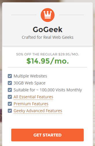 Siteground hosting review : GOGEEK Plan
